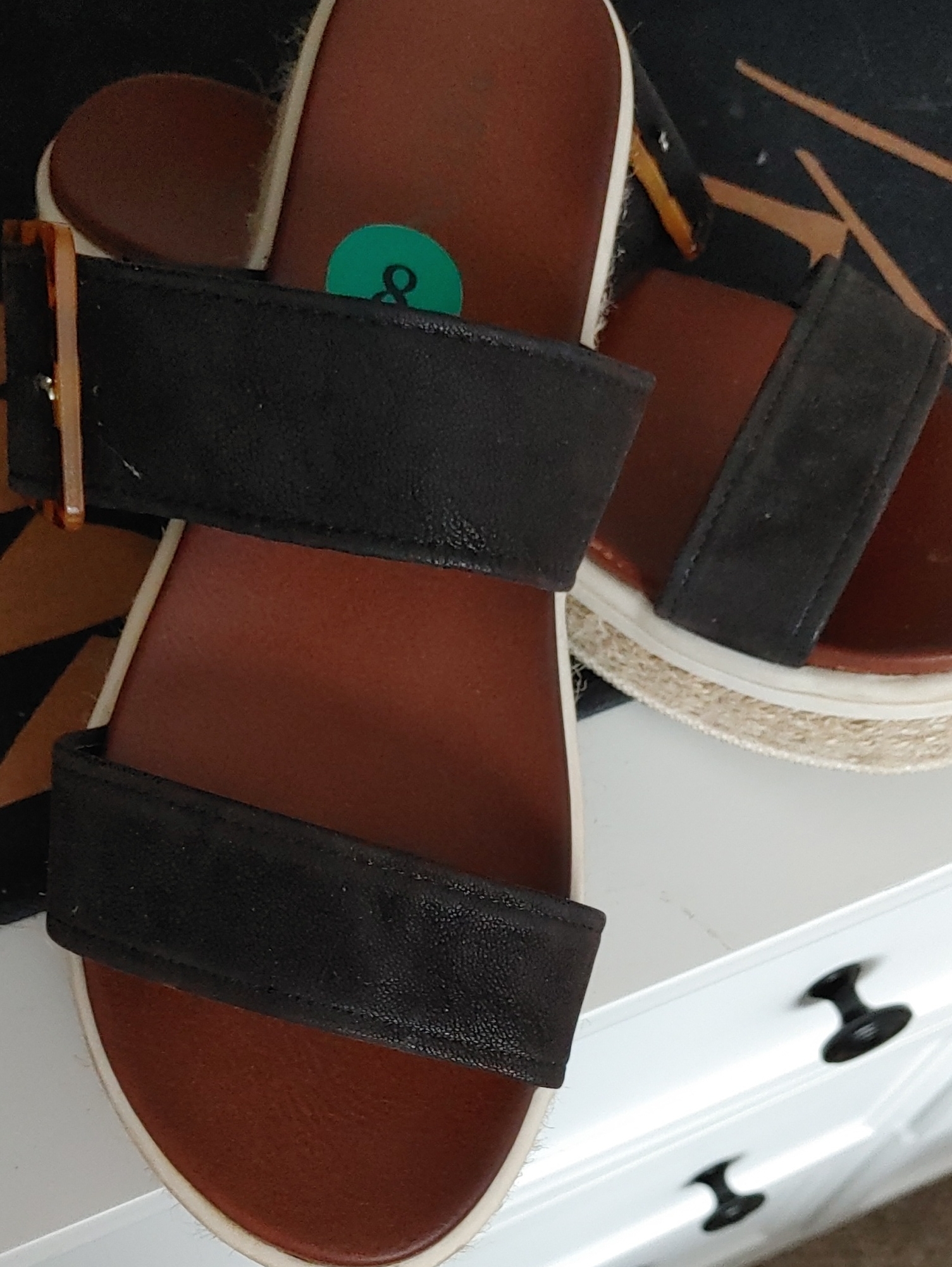 Women's Black Double-Strap Platform Sandals